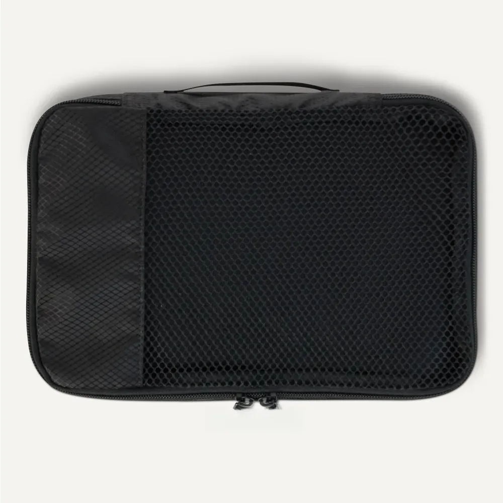 organisateur voyage rangement tissu oxford maille compression minimaliste rouge gris bandes rectangle étanche leger usage voyage