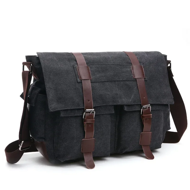 sacs messagers d'affaires pour hommes, sac à bandoulière en toile vintage, sac rétro décontracté pour le bureau et les voyages