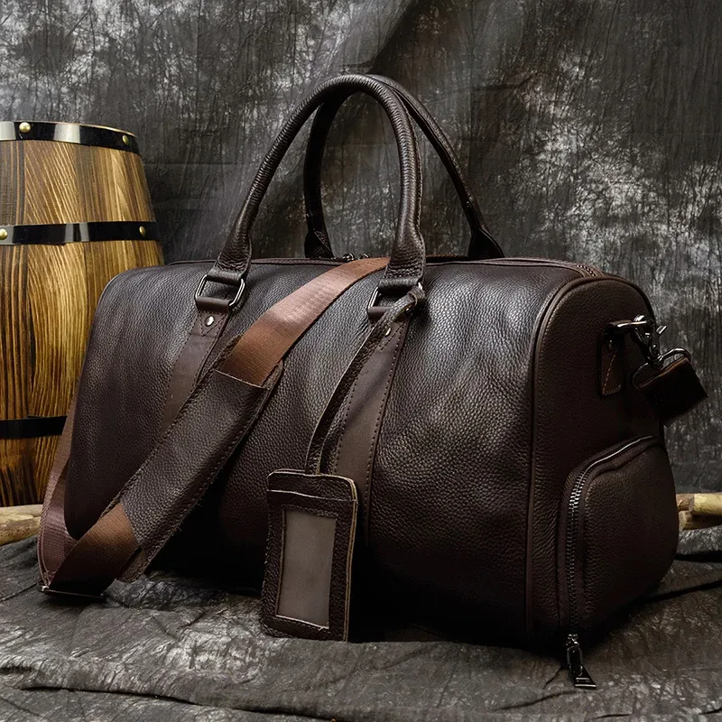 sac de voyage de luxe en cuir véritable pour hommes et femmes, sac à main en cuir de vache, sac à bandoulière de voyage, sac de sport pour week-end