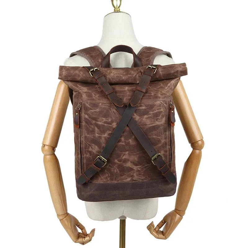 sacs à dos vintage de luxe en toile pour hommes, sacs à dos en toile cirée, sacs de voyage, grands sacs à dos imperméables, sacs à dos rétro