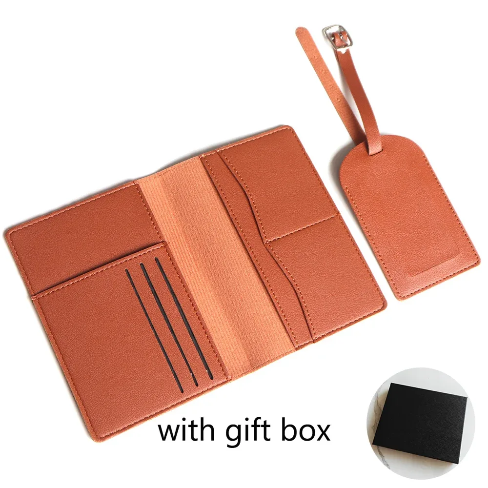 porte-passeport avec initiales personnalisées, ensemble d'étiquettes de valise de luxe, nom personnalisé, logo, cadeau, ensemble d'accessoires de voyage légers avec boîte