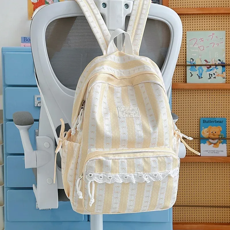 sac à dos à pois et rayures pour étudiants, mochila commuter, mochilas mujer, sacs à dos grande capacité, sac à dos en dentelle pour adolescentes, bolsas feminina