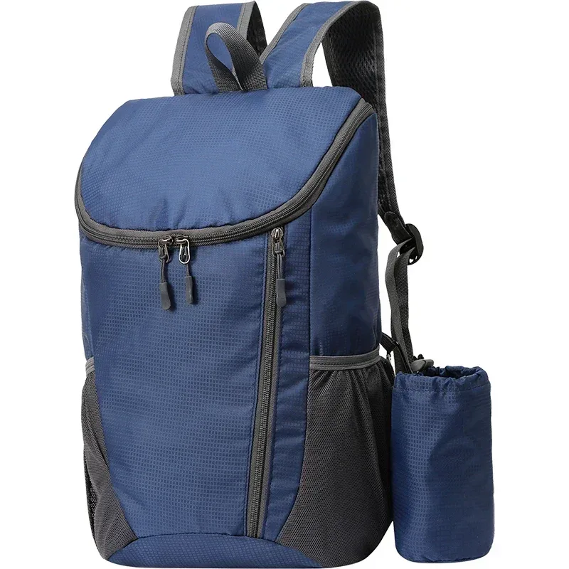 sac dos oxford université bleu bandes gris noires motif géométrique poches zippées grande poche latérale petit sac pliable imperméable sport voyage