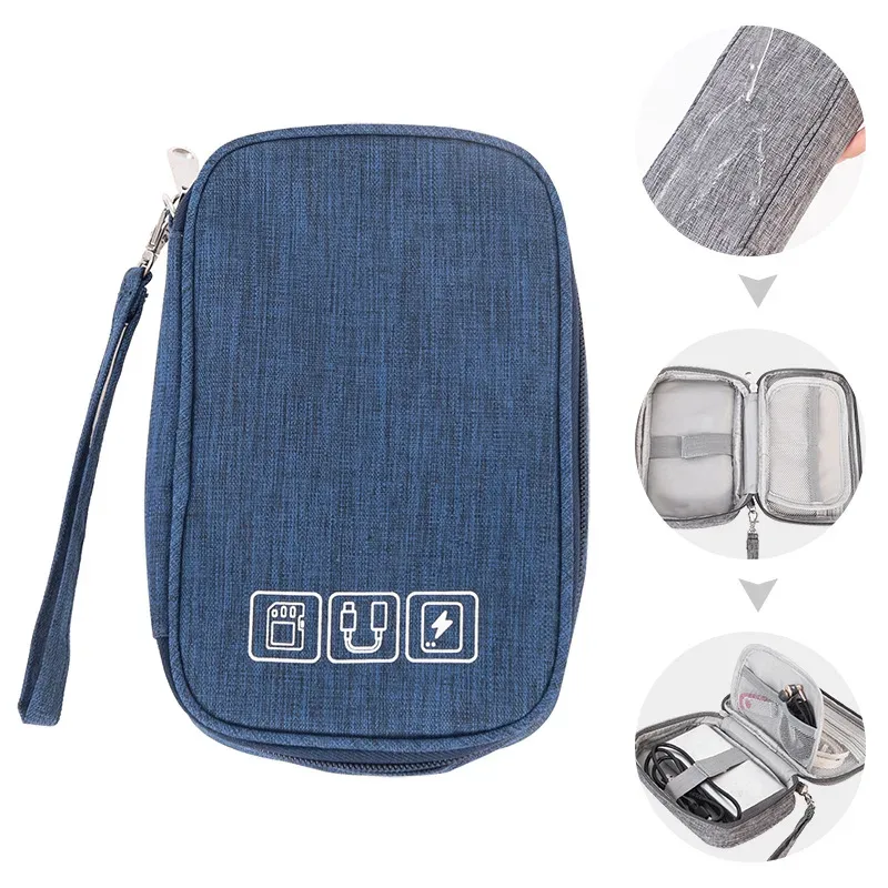 nouveau sac de rangement de voyage organisateurs de rangement de câbles pochette étui de transport portable étanche double couches sacs de rangement pour cordon de câble