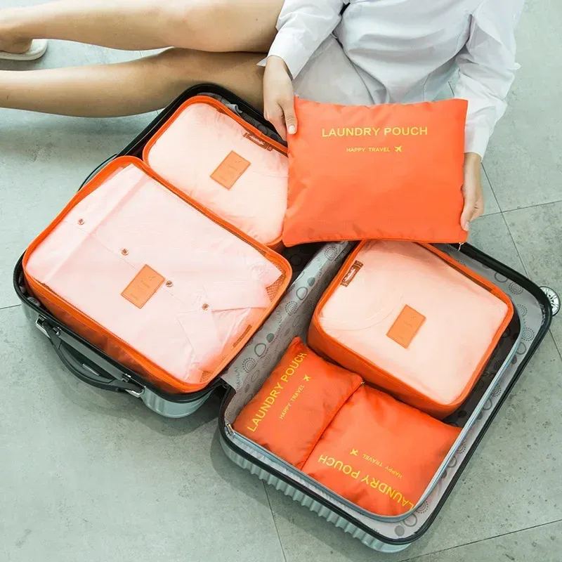 sac de rangement de voyage pour vêtements, ensemble de 6 pièces, pour garde-robe, valise en poudre, étui pour chaussures, cube d'emballage