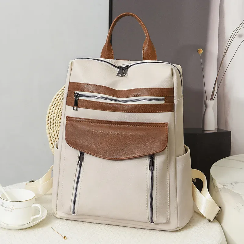 nouveauté ordinateur portable en cuir pu sac à dos pour femmes hommes sac à dos mode voyage sac à dos sac à main pour voyage collège travail