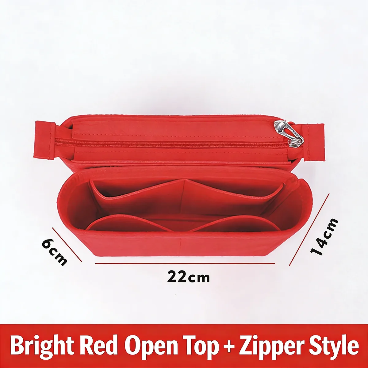 organisateur de sac en feutre premium avec poche zippée, séparateur intérieur pour sac à main, rangement pour maquillage et cosmétiques, pour sac seau et sac fourre-tout