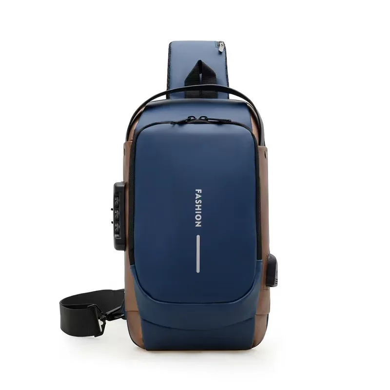 sac bandoulière pour hommes et femmes, sac à dos antivol avec port de charge usb, sac de poitrine imperméable avec serrure à code