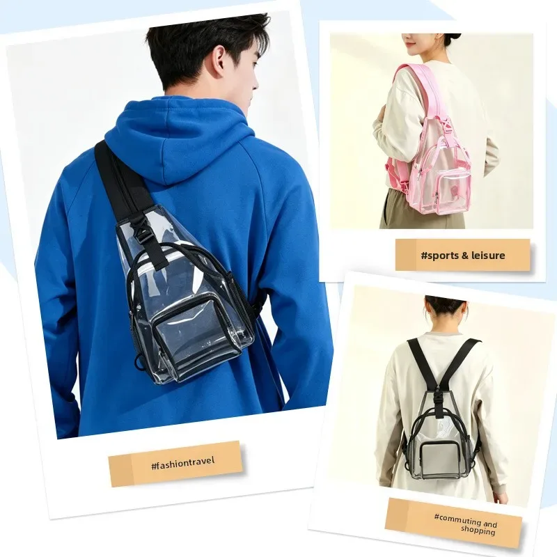sac à bandoulière transparent, sac à dos de poitrine en pvc imperméable, petit format, approuvé pour les stades, sécurité rapide, pour femmes et hommes, concerts et événements