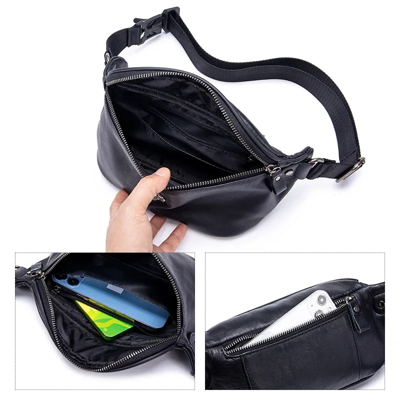 sacs banane en cuir véritable pour hommes, sac de ceinture, sac de taille à la mode, sac à bandoulière pour entraînement, voyage, camping, randonnée, marche