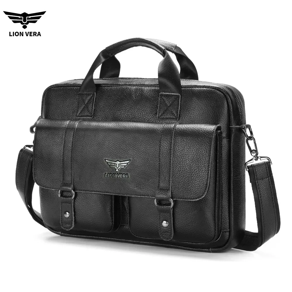 lion vera sac à main en cuir véritable pour homme, sac de travail décontracté, sac de transport portable, sac bandoulière, sac pour ordinateur portable de 15,7 pouces