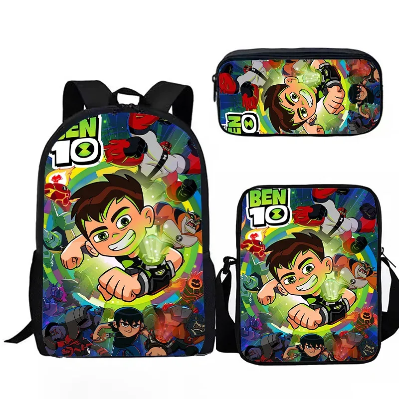 sacs de voyage pour étudiants, sac à dos pour ordinateur portable, sac à dos à imprimé 3d, trousse à crayons populaire, américains ben10, 3 pièces par ensemble