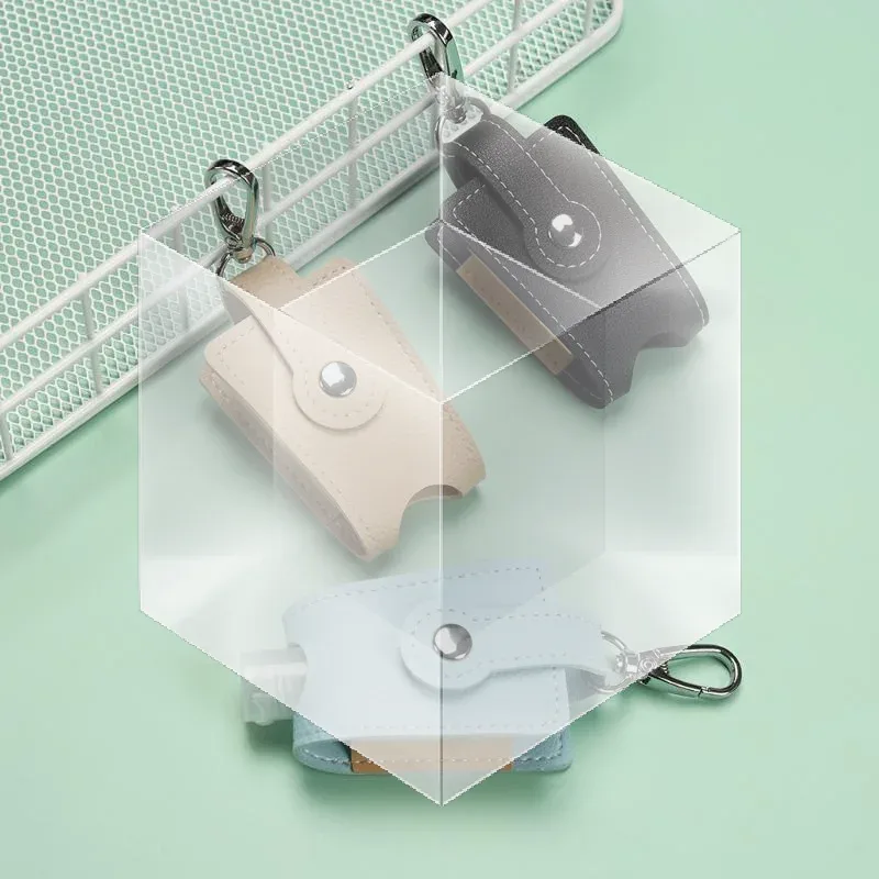 porte-désinfectant pour les mains en cuir pu avec porte-clés en métal, flacon vide rechargeable, s'adapte à la pochette, au sac à dos, aux clés