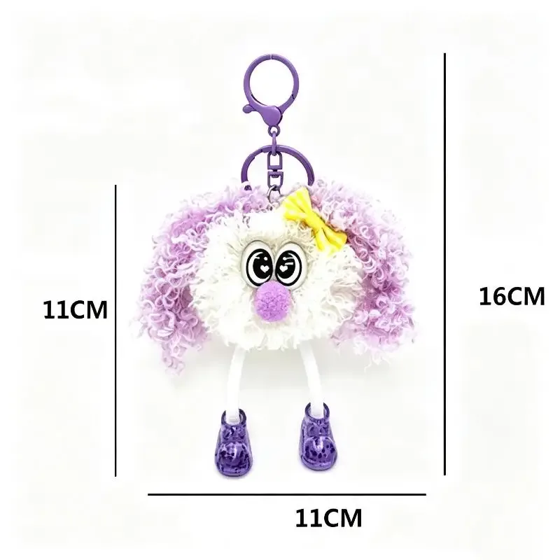 porte-clés poupée en peluche à cheveux bouclés et moelleux avec joli nœud, idéal comme pendentif de sac à dos, cadeau pour adolescentes