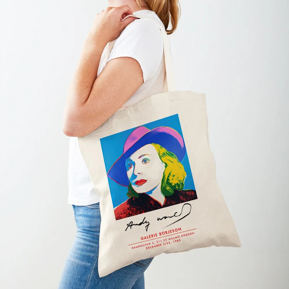 les deux côtés andy warhol vache banane coucher de soleil fleur pop femmes shopper sacs fourre-tout sac à main mode décontracté rétro dame sac à provisions