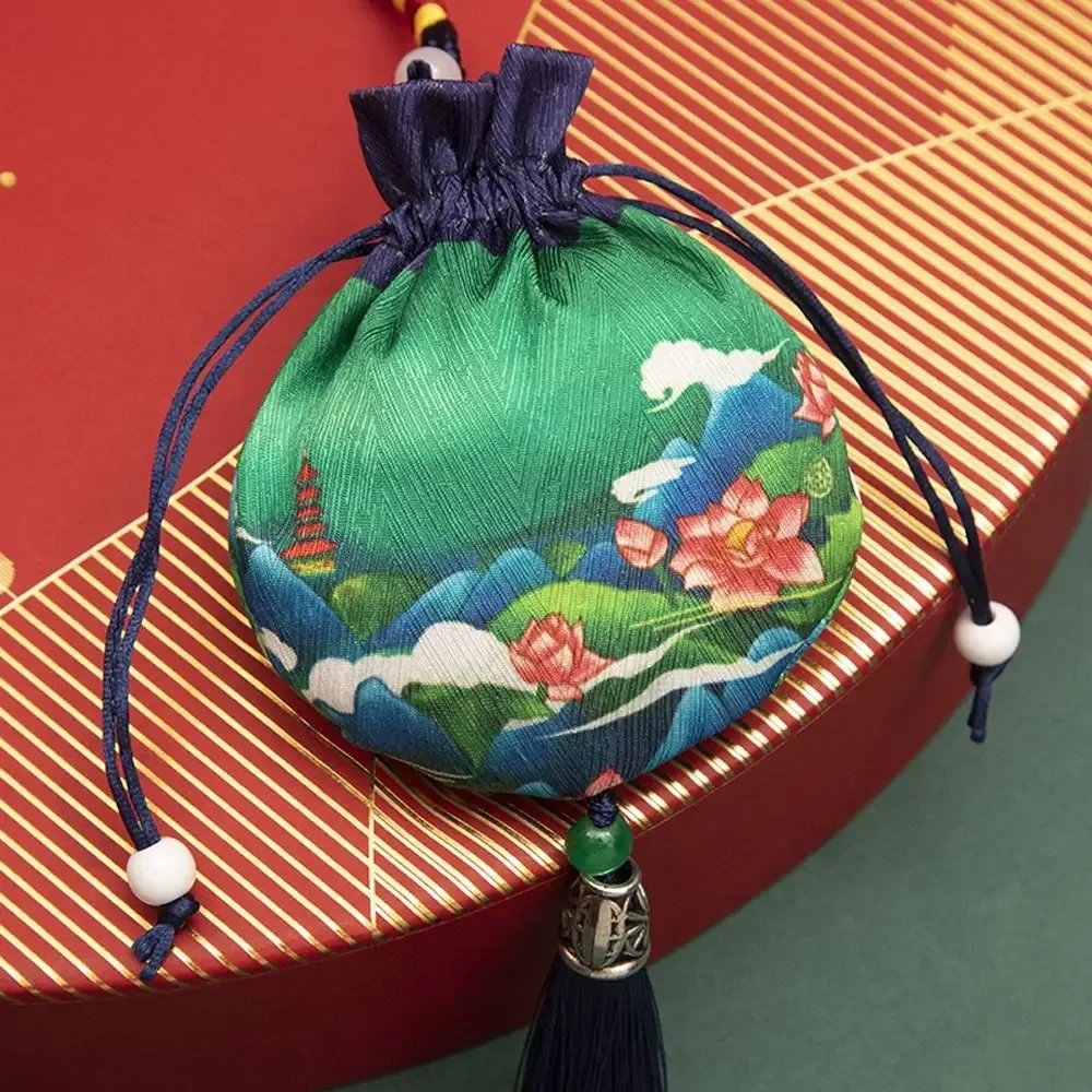 étui à colliers, pochette en tissu à cordon, décoration suspendue, pochette à fleurs, sac à bijoux pour femmes, sac de rangement de style chinois, sachet vide.