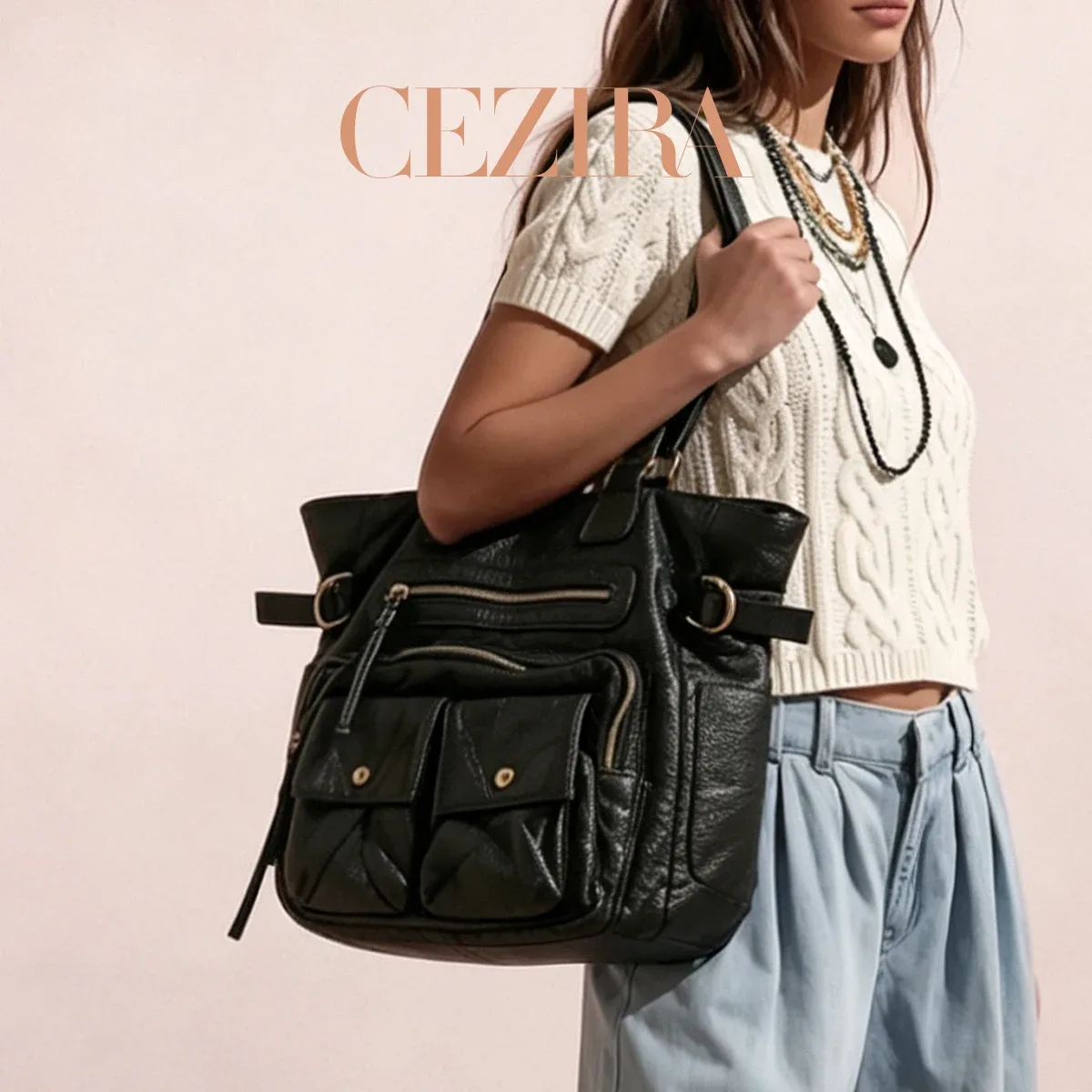 sac à main fourre-tout en cuir vegan pu délavé style rétro cr y2k, avec plusieurs poches et fermeture à glissière, sac à bandoulière pour femme, mode décontractée quotidienne.