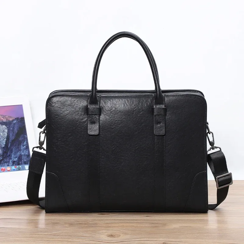 porte documents cuir vache polyester fermeture éclair blanc noir marron gris kaki poche intérieure zippée poche extérieure poignée souple voyage business