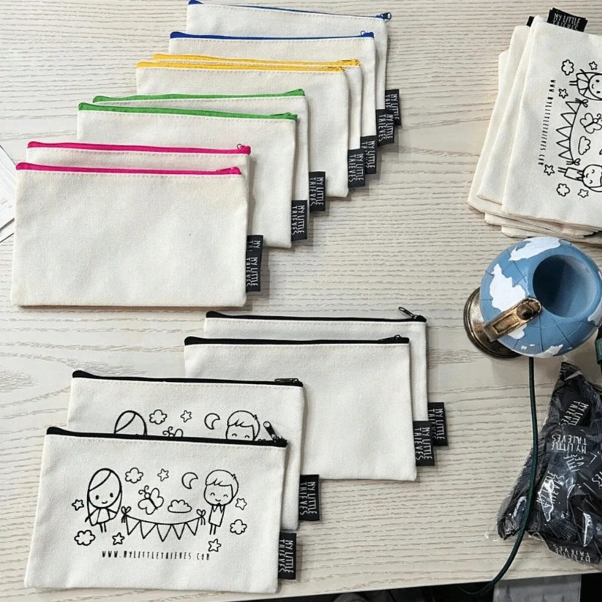 trousse à cosmétiques multifonctionnelle en toile avec fermeture éclair, sac à crayons en poudre pour étudiants, bricolage
