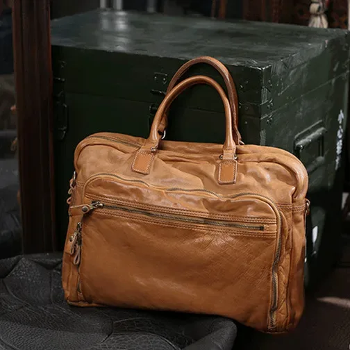 sac à bandoulière en cuir véritable pour hommes, étuis à bombes de luxe, sacs à main pour ordinateur portable 14-15.6 pouces, initié, sacs de fichiers informatiques portables, 2024