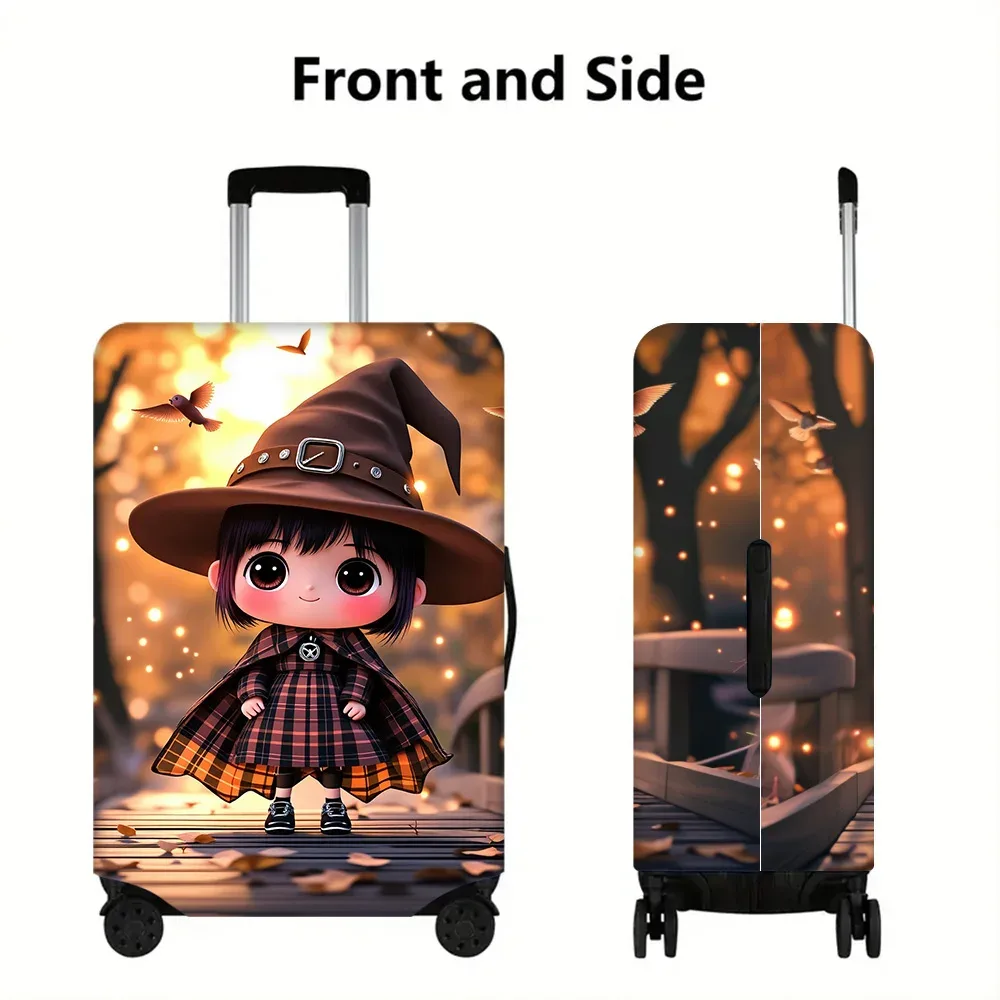 housse valise polyester motif sorcière mignonne oiseaux ciel doré marron noir rouge protection voyage grande capacité