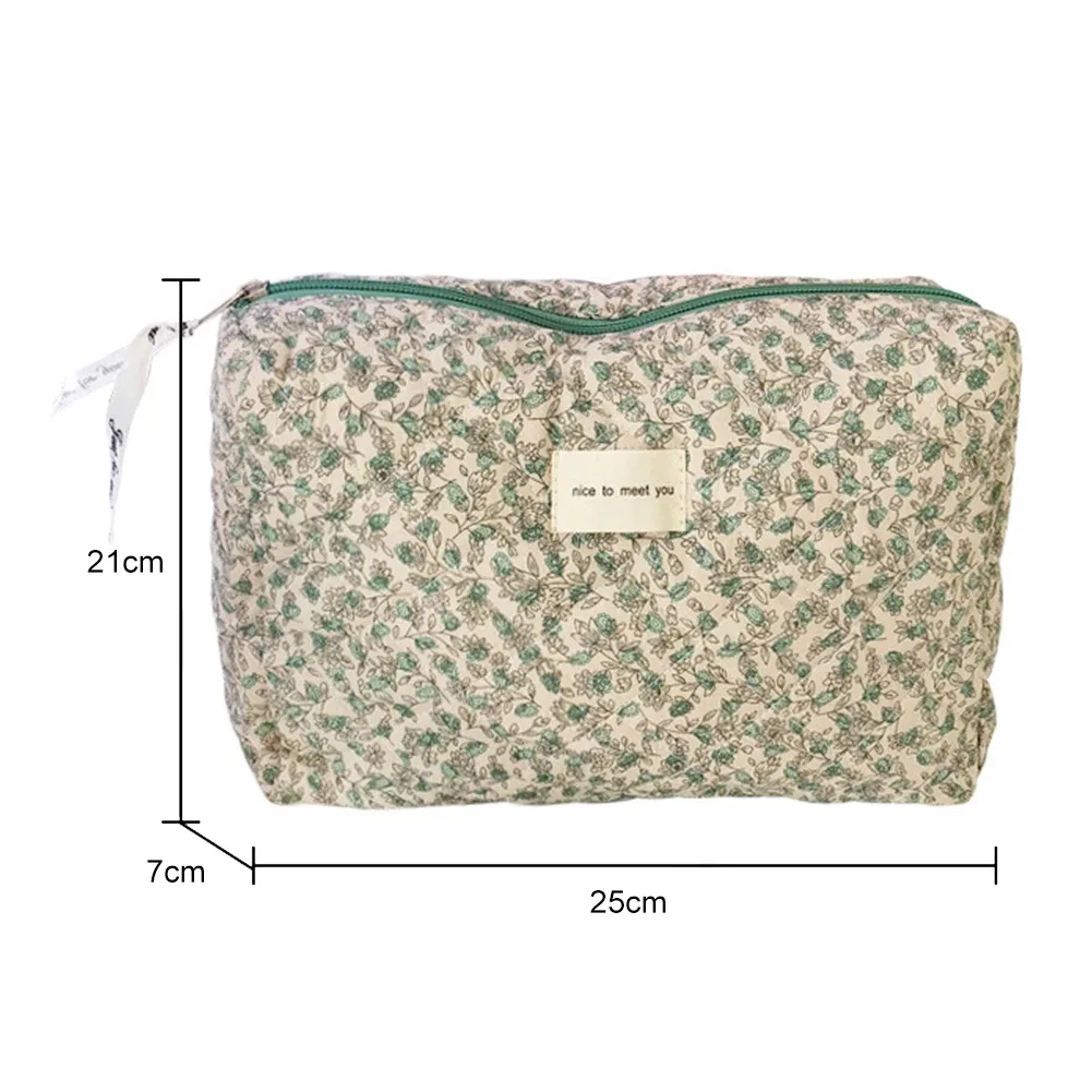 sac à cosmétiques esthétique pour femme, imprimé floral, rangement français, coton doux, trousse de toilette voyage femme, poudres de maquillage, grande capacité