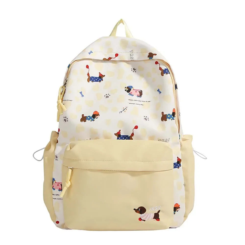 sac à dos en nylon pour étudiants, motif teckel, décontracté, couleur contrastée, anti-rayures, en polyester, grande capacité