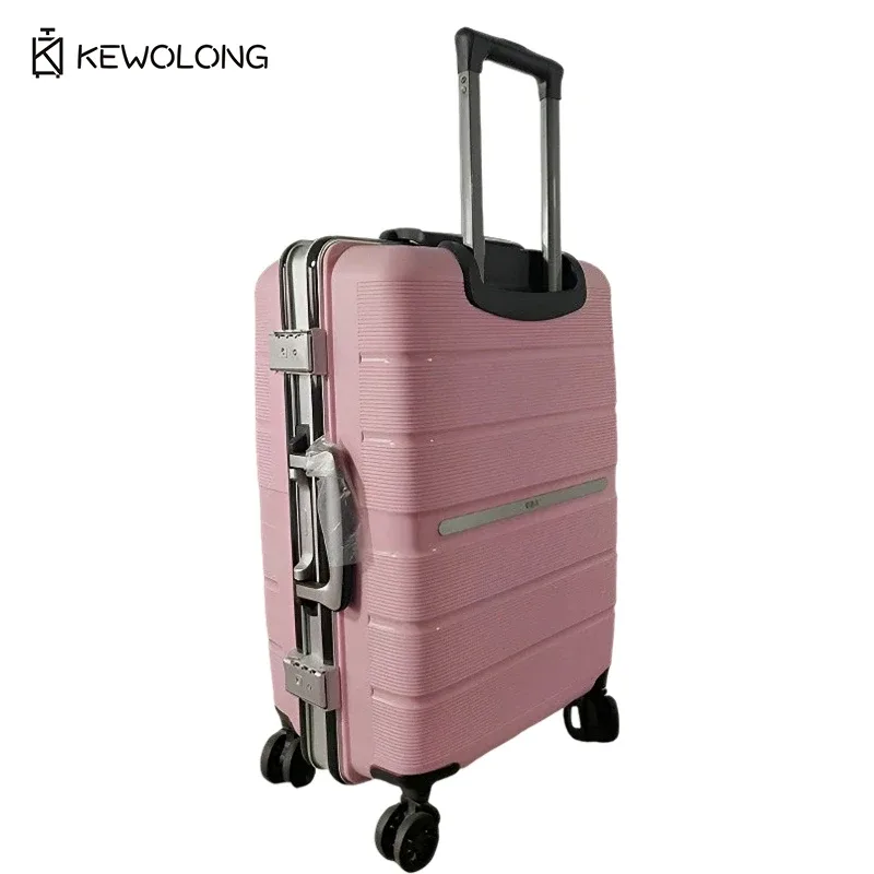 valise rigide à roulettes en pp, bagage cabine de grande capacité avec serrure et 4 roues, trolley de voyage léger et durable