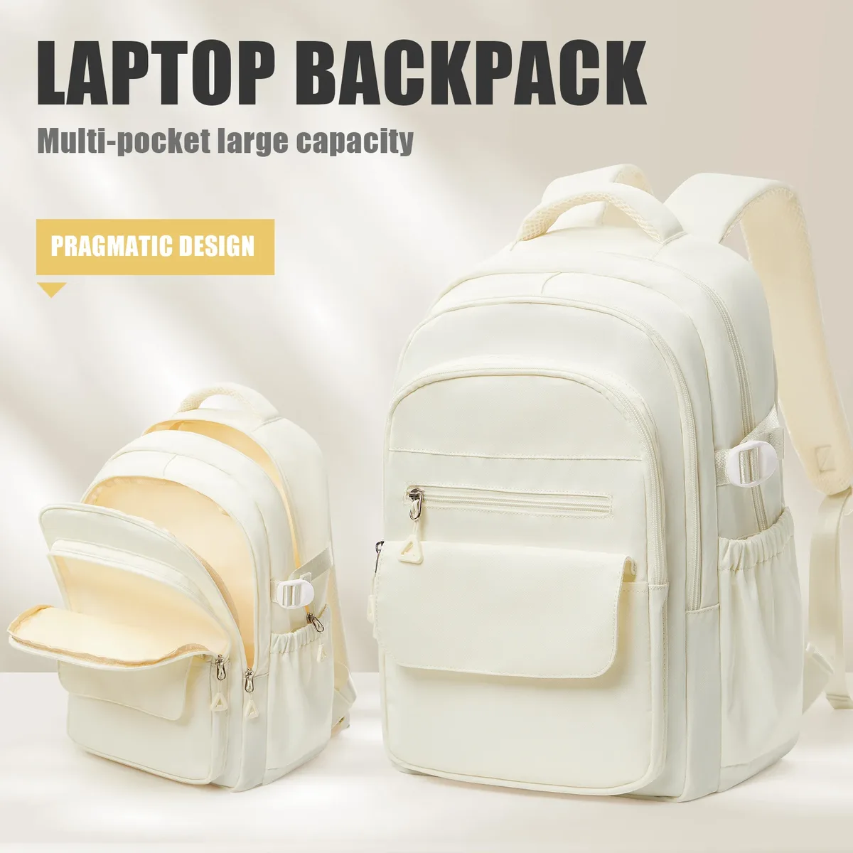 sac à dos blanc élégant de style japonais pour écolières et garçons, sac à dos de voyage pour ordinateur portable, sac à dos de jour décontracté, sacs pour voyage