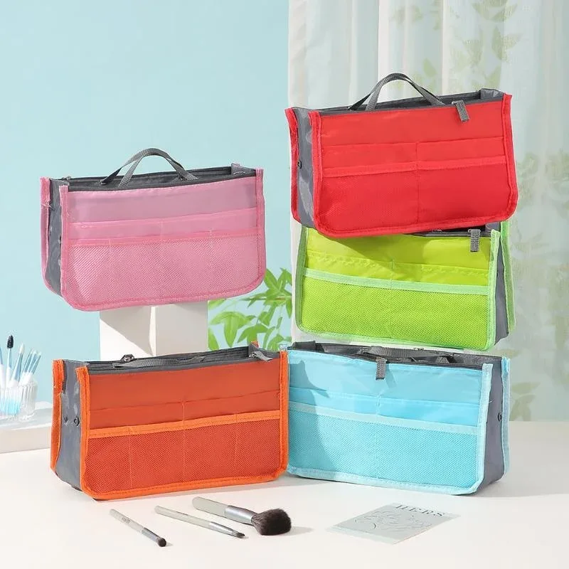 sac de rangement multifonctionnel à double fermeture éclair, grande capacité, pour le rangement et la classification des articles de maquillage et de toilette