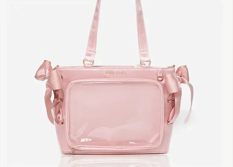 sac à main lolita de grande capacité pour filles, sac à bandoulière carré, solide, ruban de satin, original, style japonais, initié itabag