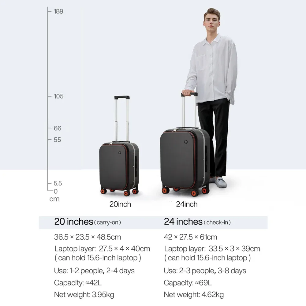 réi-valise à roulettes rigide avec cadre en aluminium, roues rotatives pc, chariot à roulettes, nouveau design innovant