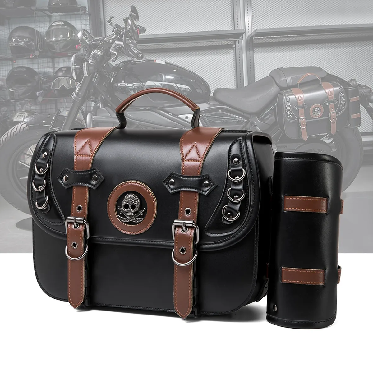 sacoche de moto en cuir pu, sac latéral étanche, accessoires de moto, nouveau