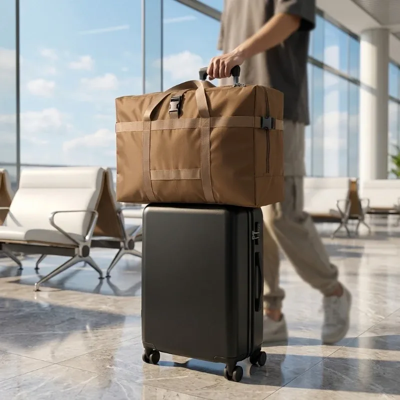 sac de voyage robuste en tissu oxford imperméable, pliable avec poignées, grande capacité pour enregistrement à la bagagerie des compagnies aériennes