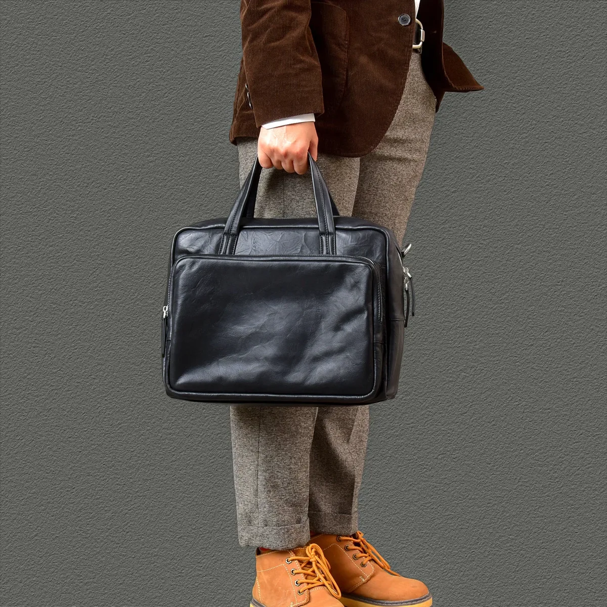 pndme affaires simple haute qualité en cuir véritable hommes porte-documents noir voyage en plein air travail luxe doux en cuir de vache sac à main