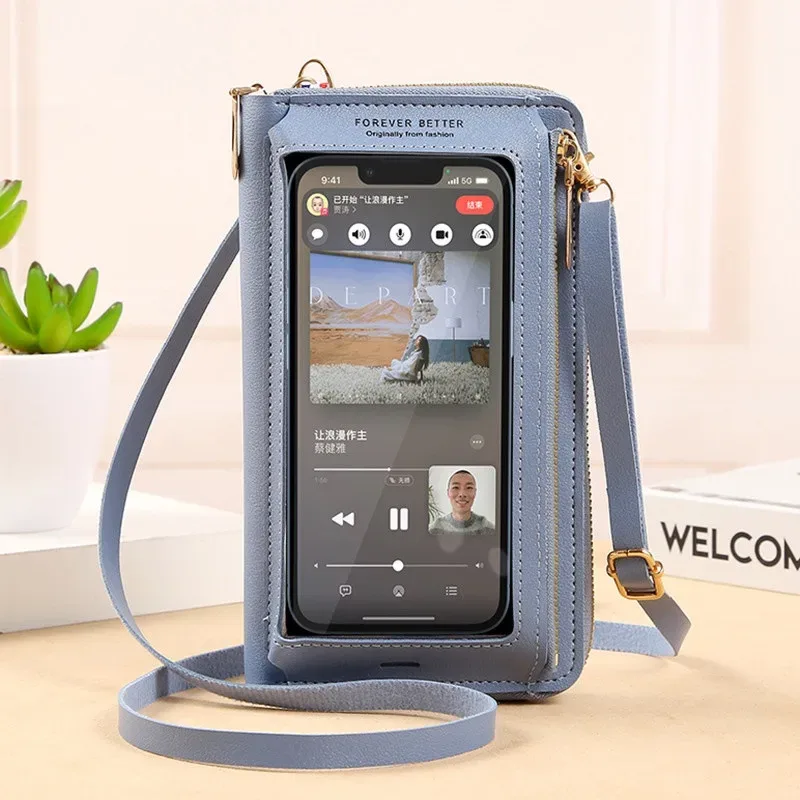 sac à main pour téléphone portable à écran tactile, portefeuille à bandoulière pour femme, porte-monnaie transparent à une épaule, nouvelle collection 2025