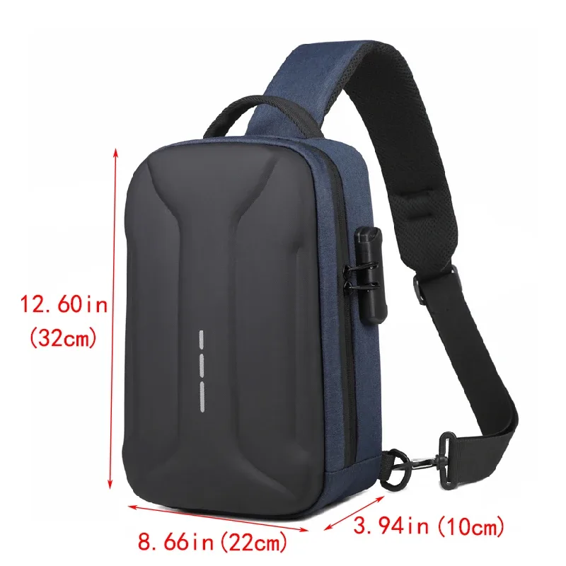 sacs de poitrine antivol à serrure à combinaison avec port de chargement usb, sac à bandoulière de mode pour hommes d'affaires, sac à bandoulière de rangement de voyage