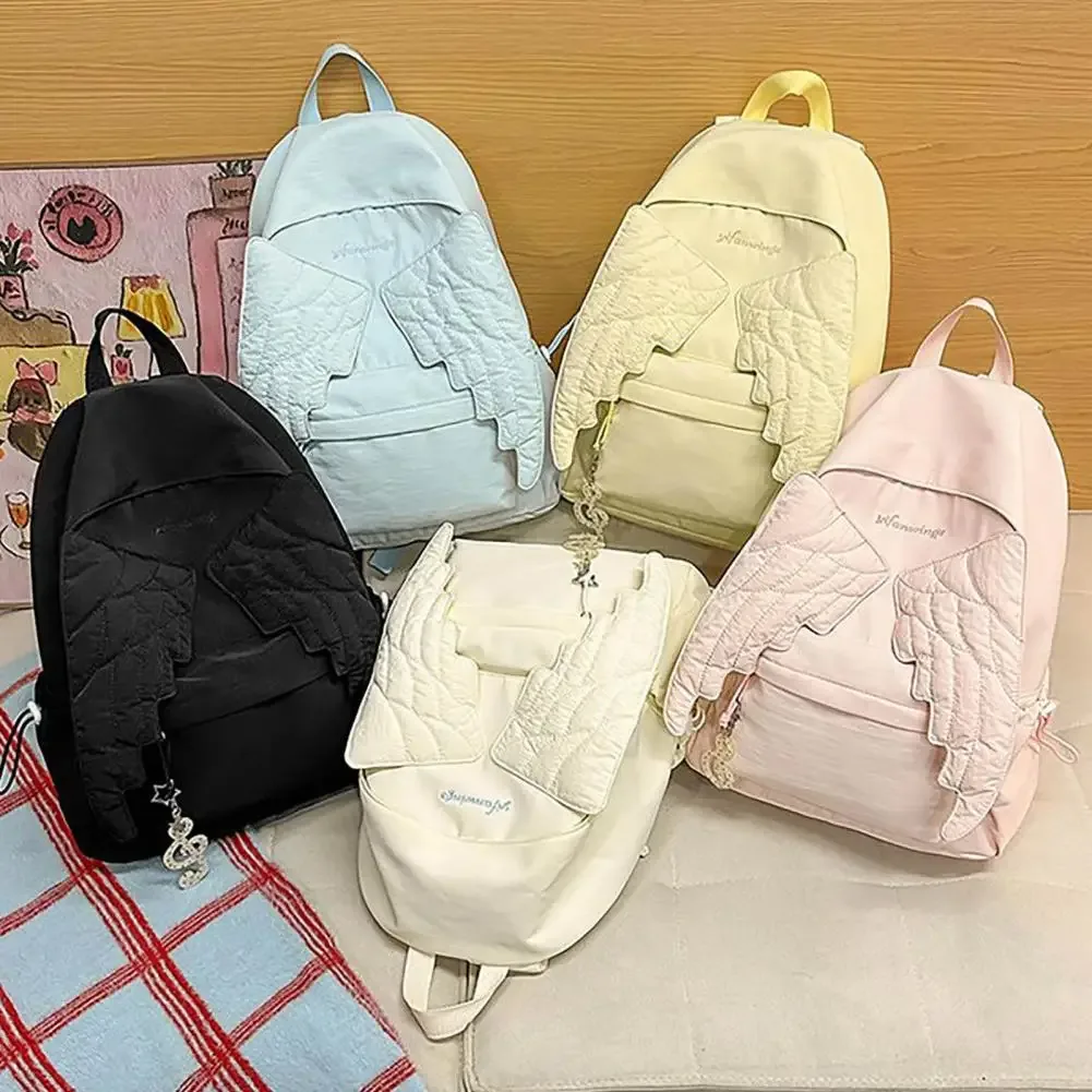 sac à dos angel wing pour femmes et filles, sac d'école léger en nylon, sac à dos de jour pour les voyages et les déplacements en plein air