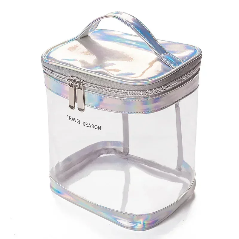sac à cosmétiques de maquillage transparent, pochette de toilette de voyage portable, pochette transparente étanche, rangement, kit de lavage de voyage à domicile