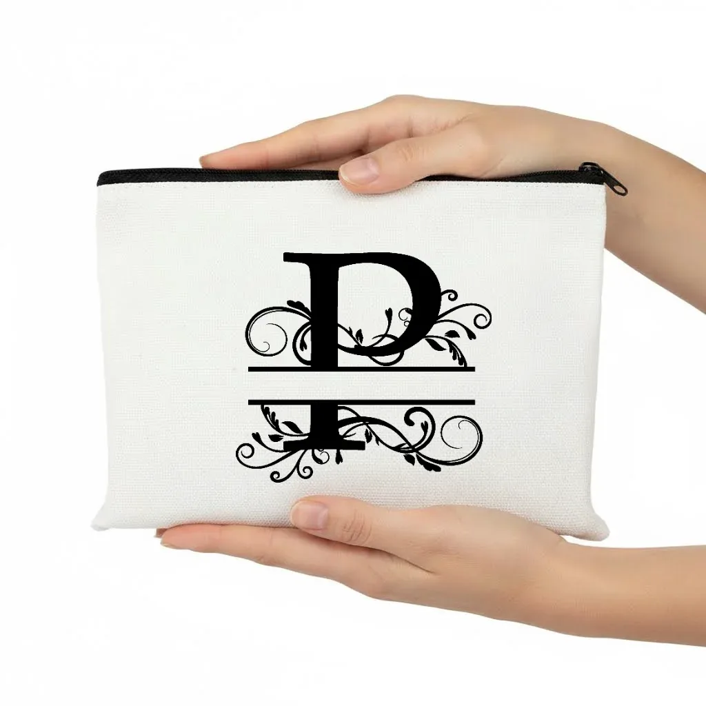1pc trousse de maquillage personnalisable avec monogramme - pochette de voyage légère, pliable et durable avec fermeture éclair et impression de lettres personnalisées