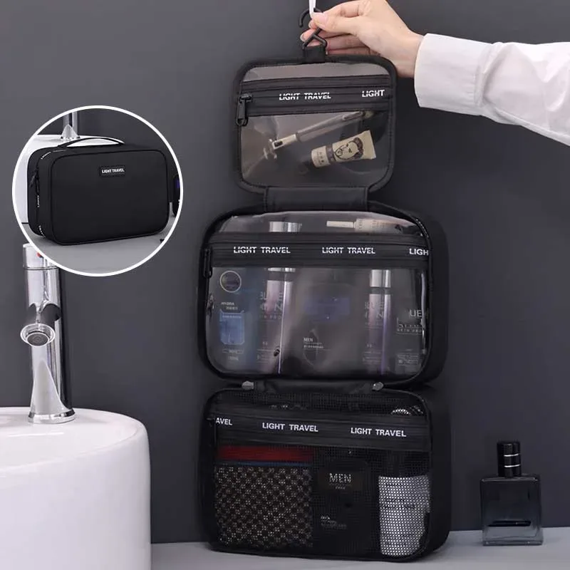 trousse de toilette suspendue imperméable grande capacité, sac de voyage portable, trousse à cosmétiques pour hommes et femmes, pochette de lavage