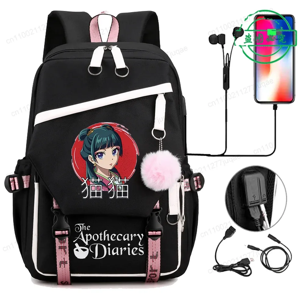 retour à l'école sac à dos pour filles garçons adolescent les journaux d'apothicaire maomao mode usb sacs d'école voyage sacs à dos mochila