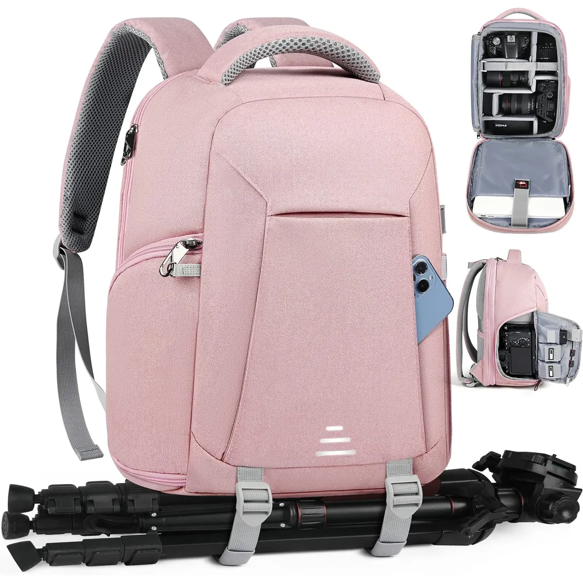 Lubardy – sac à dos pour appareil photo dédié, 2 pièces, sac à dos de voyage pour ordinateur portable, grande capacité, pour hommes et femmes, sac à dos de photographie et housse de pluie