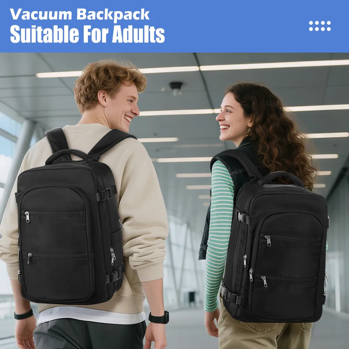 sac sous vide pour vêtements, sac à dos bagage à main avion, sac à dos sous vide essentiels de voyage bagage à main 40x30x20, sac à dos pour hommes