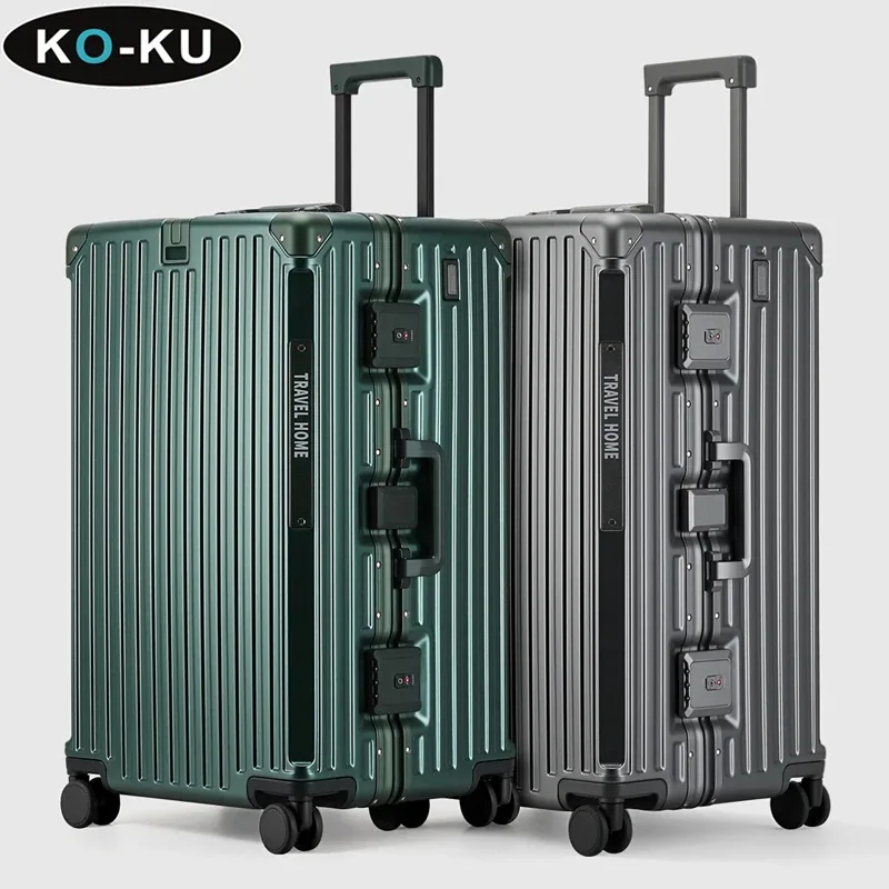 valise ko-ku de grande taille 32 pouces, cadre en aluminium épaissi, bagage de voyage d'affaires 20 pouces, valise de voyage 26 pouces sur roulettes avec serrure tsa