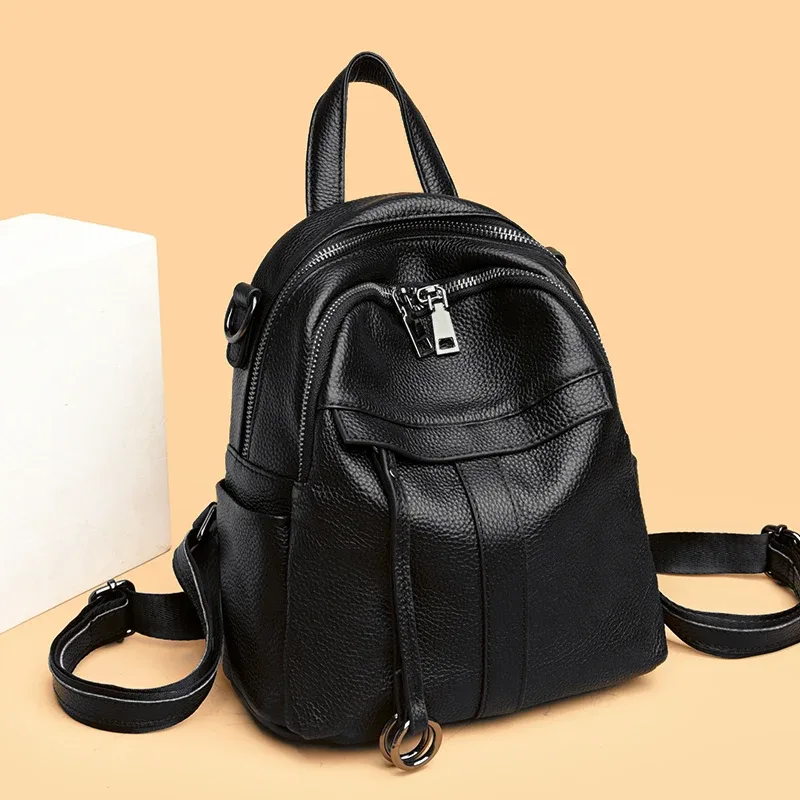 sac à dos en cuir véritable de haute qualité, sac à dos de voyage de luxe pour femmes, sac à dos en cuir de vache souple, nouveau sac à dos d'école à la mode pour femmes