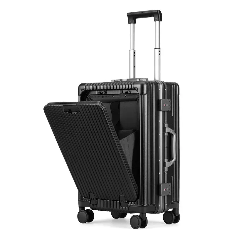 klqdzms bagage multifonctionnel à ouverture frontale 18"20"24 pouces, cadre en aluminium, bagage de cabine durable, valise portable pour ordinateur portable