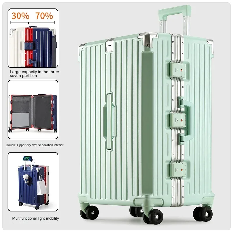 nouvelle valise à cadre en aluminium, capacité importante 3:7, avec serrure à combinaison, multifonctionnelle, à roulettes, pour bagage cabine