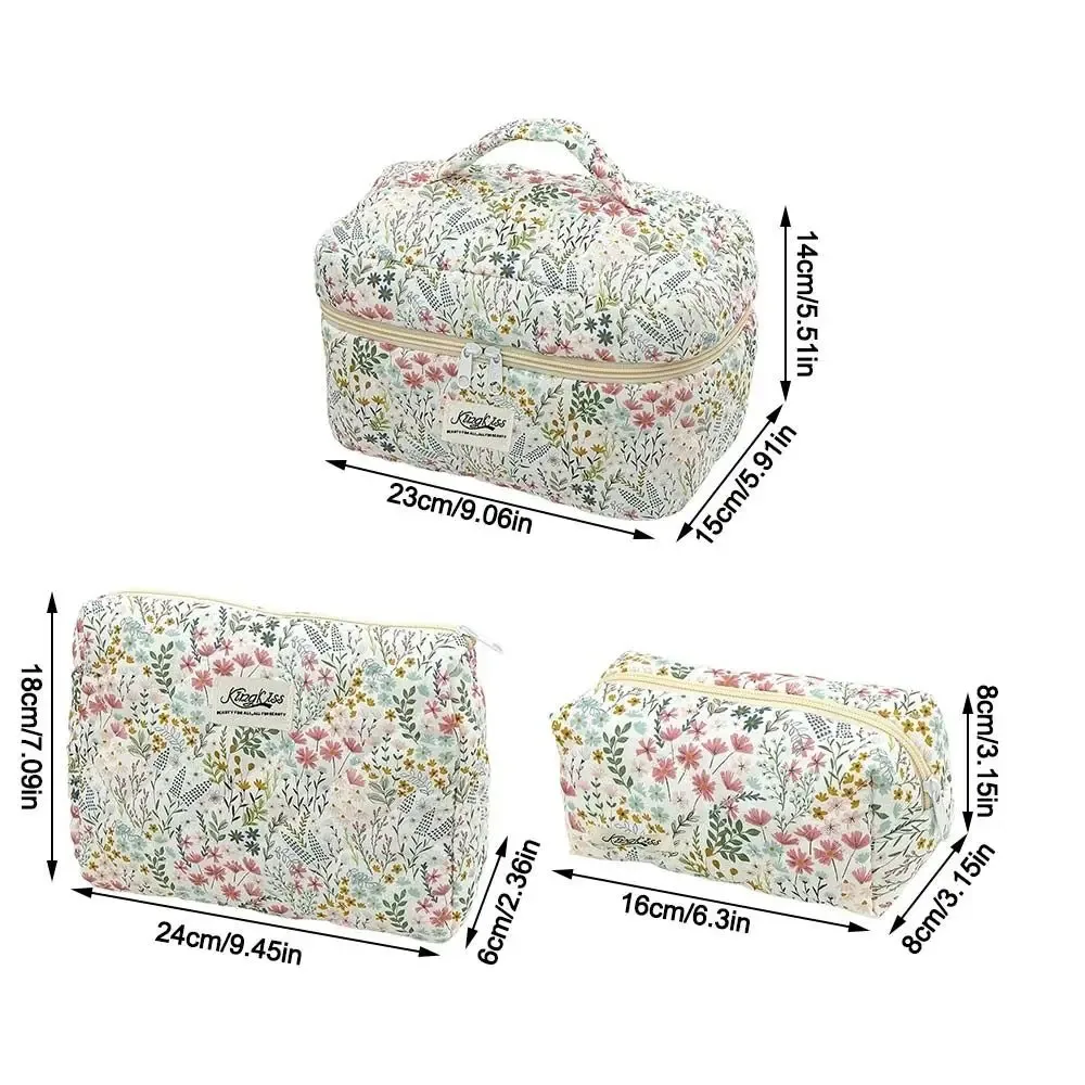 trousse de maquillage matelassée en coton imprimé floral, trousse à cosmétiques multifonctionnelle à imprimé léopard, portefeuille de voyage de plusieurs tailles