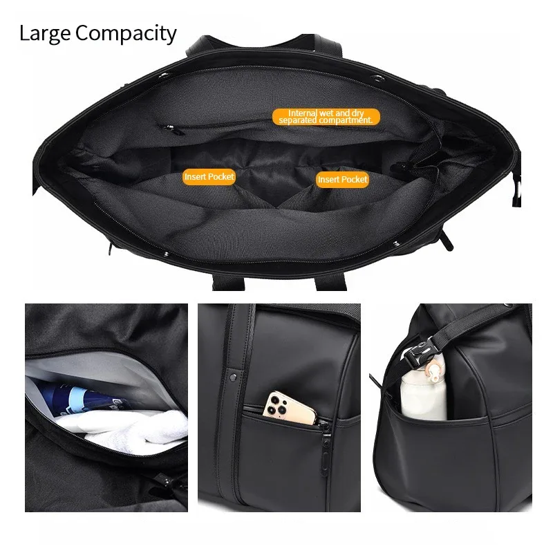 sac de voyage et de sport en tissu oxford, avec compartiment sec/humide séparé, sac à dos pour ordinateur portable 15,6 pouces, imperméable, pour fitness, natation, boxe, basketball, football